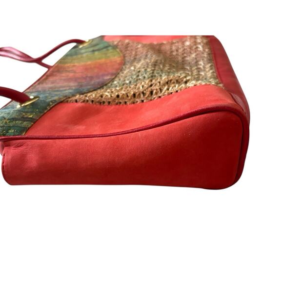 Tres Zeta Abstract Art Red Suede Leather Crossbody Handbag Purse Italy Vintage - Picture 5 of 11